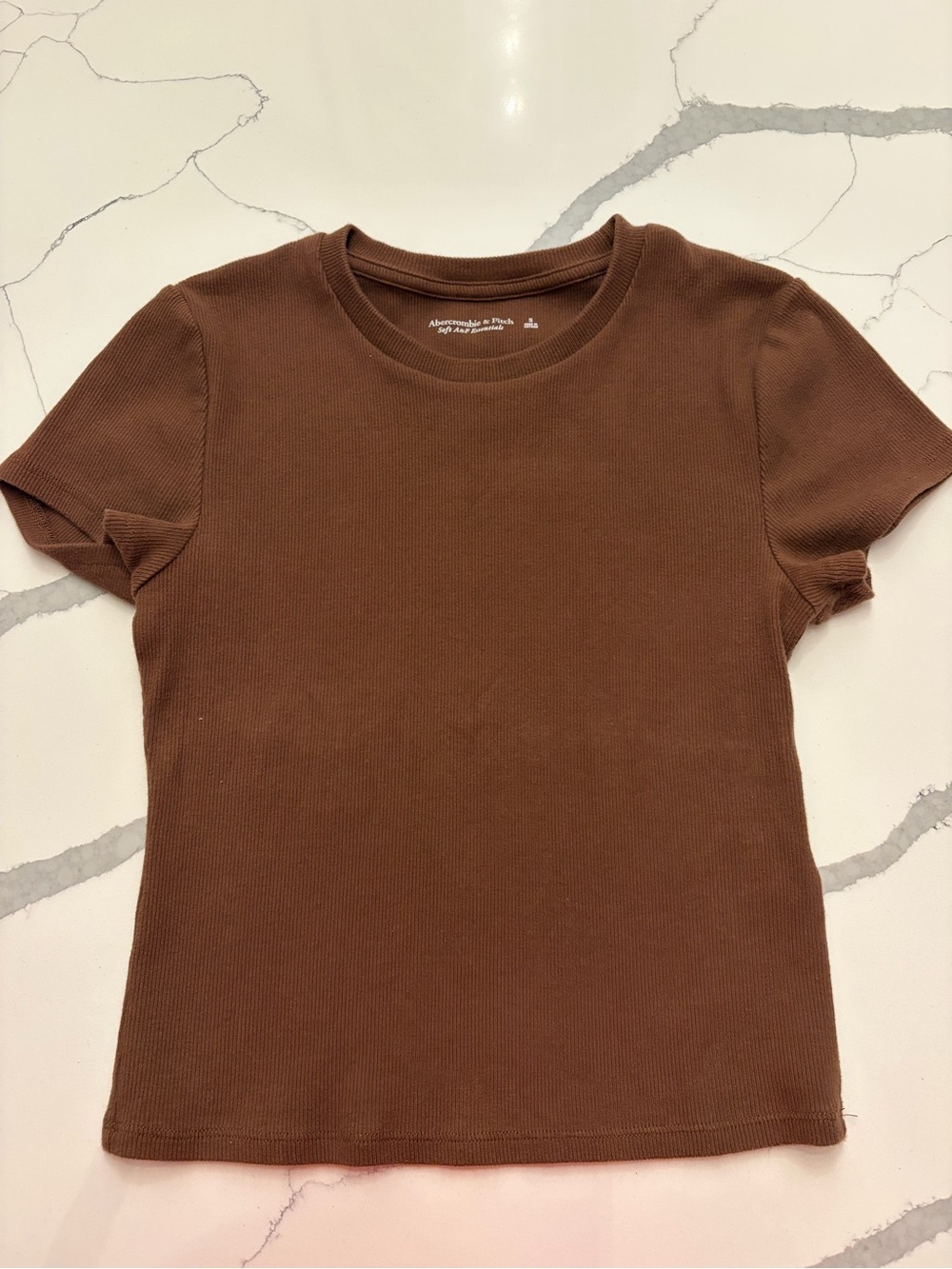 Abercrombie & Fitch Women's Short-Sleeve Ribbed Tee - Chocolate Brown